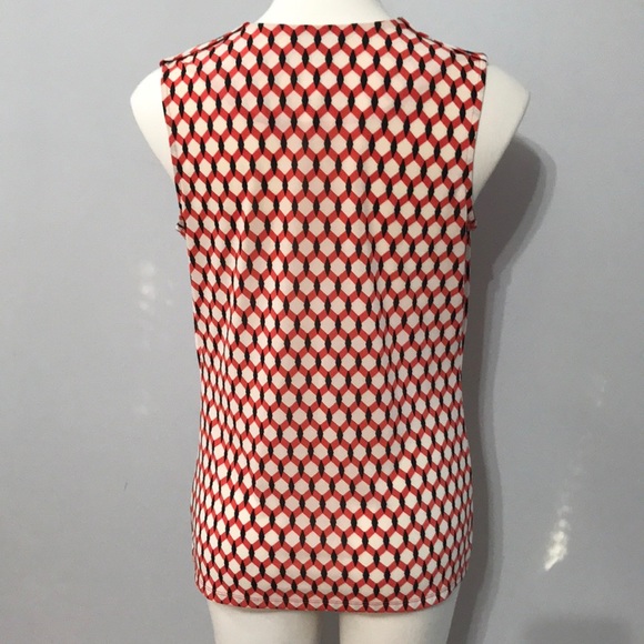 Sleeveless Geometric Pattern Orange Blouse - Picture 7 of 10